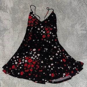 Floral Print Black Dress